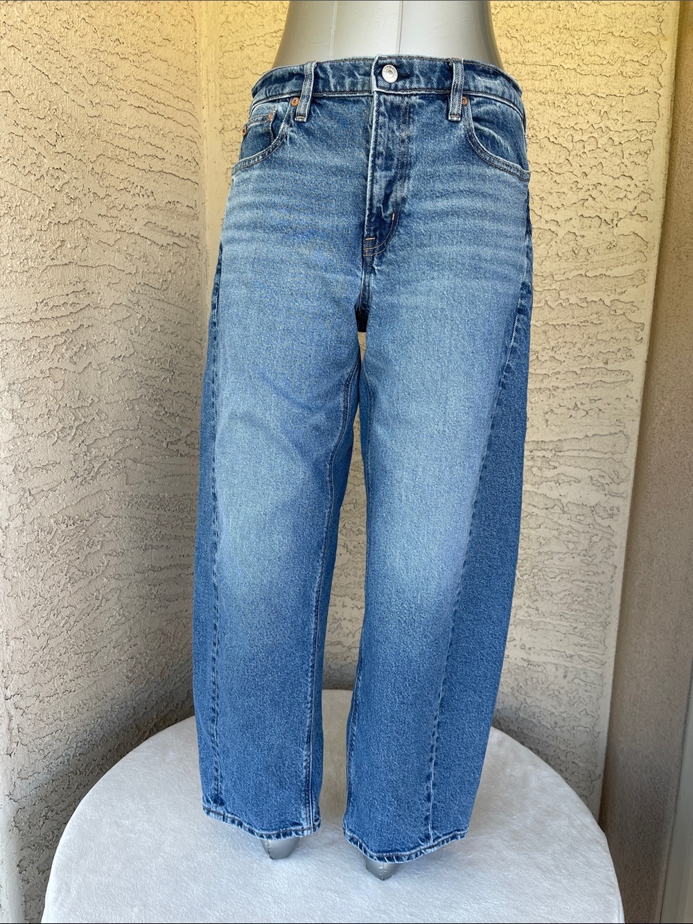 American Eagle Outfitters Two-Tone Blue Flare Wide Leg Jeans